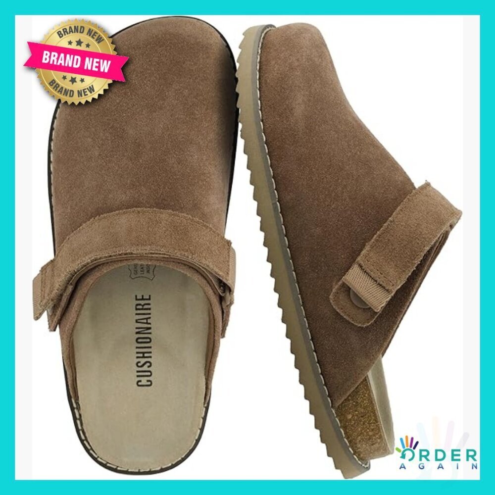 Genuine Leather Clogs Memory Foam Adjustable Strap Slip On Casual Comfort Shoes